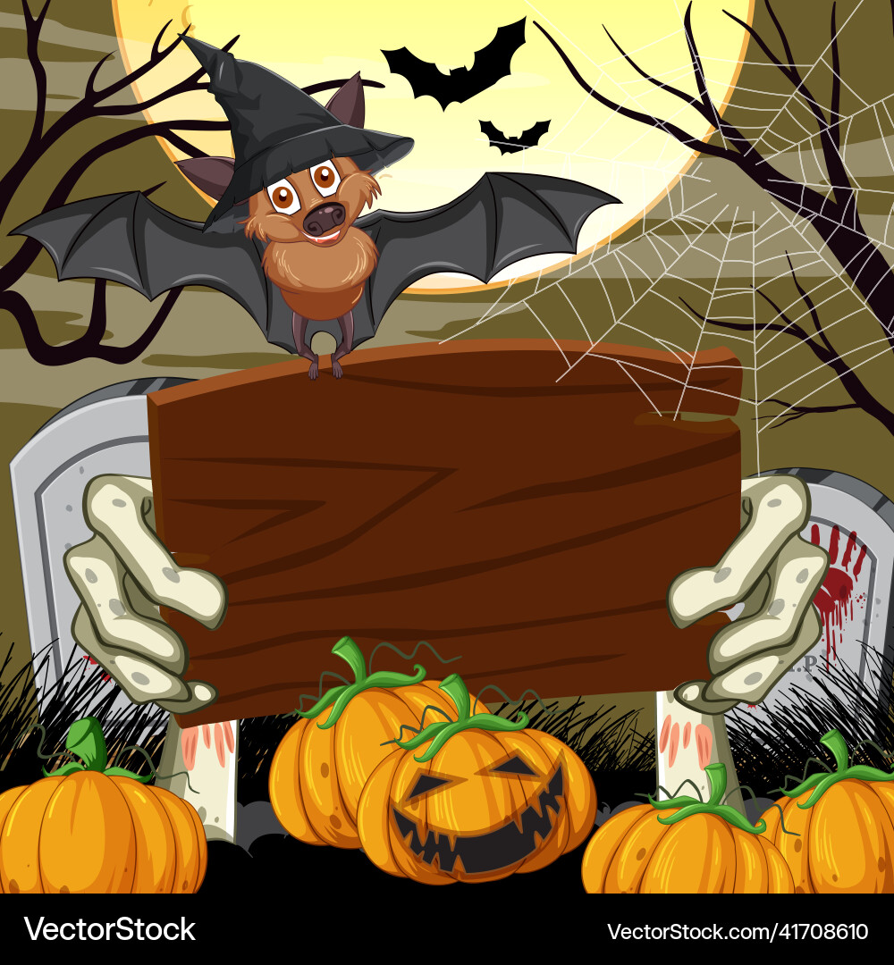 Empty wooden banner in halloween theme Empty wooden banner in halloween theme vector image