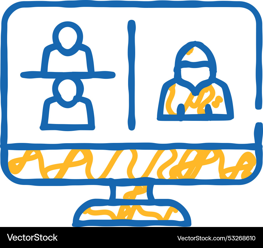 Hacker connected to online discussing icon doodle Vector Image