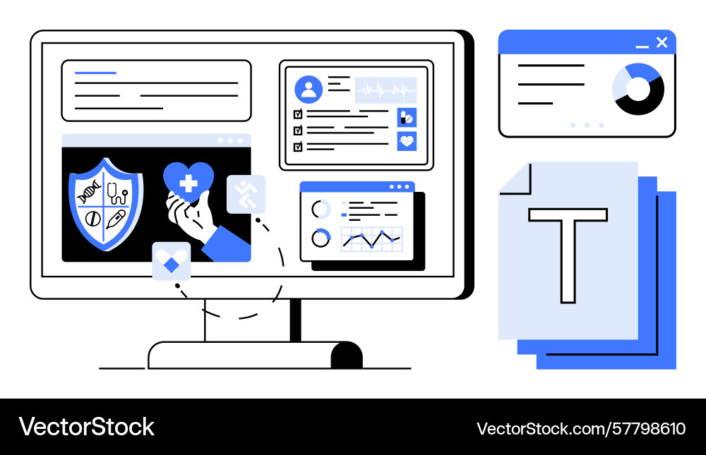 Health dashboard interface featuring analytics Health dashboard interface featuring analytics vector image