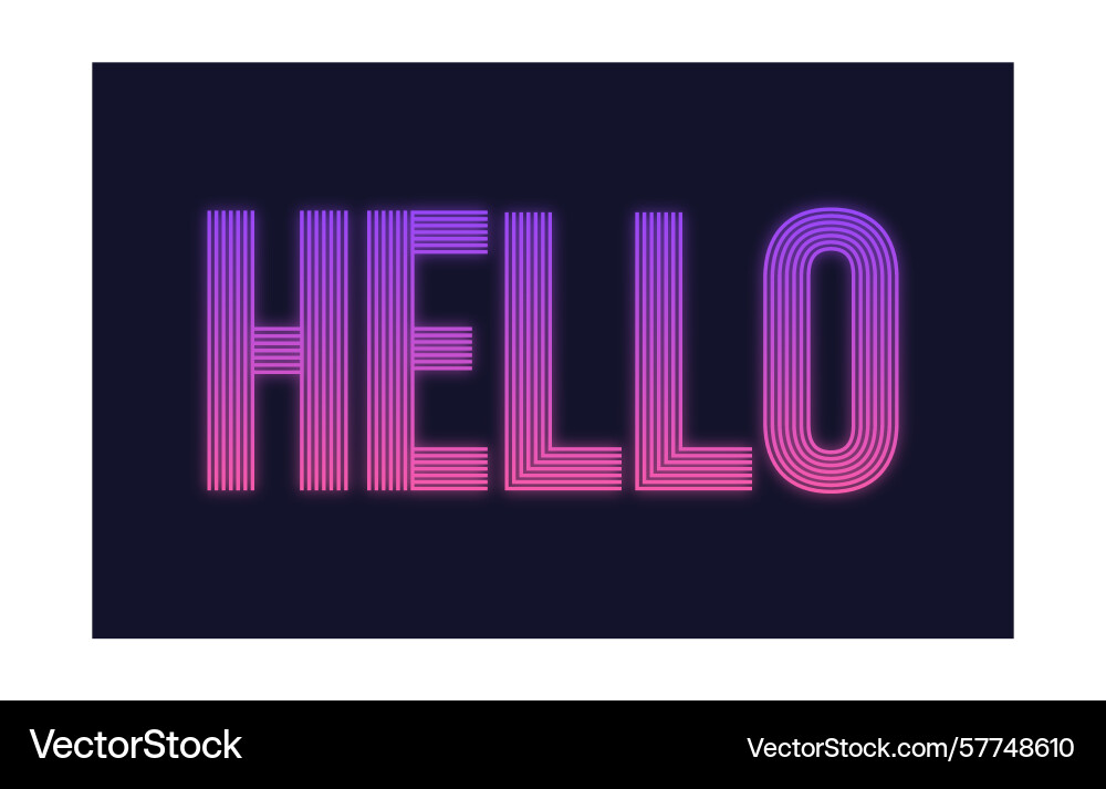 Hello neon text effect with scratch lines Hello neon text effect with scratch lines vector image