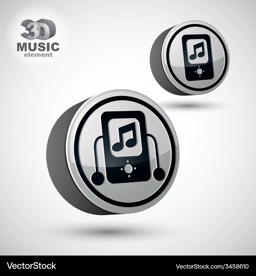 Mp3 player round icon isolated 3d design element Vector Image
