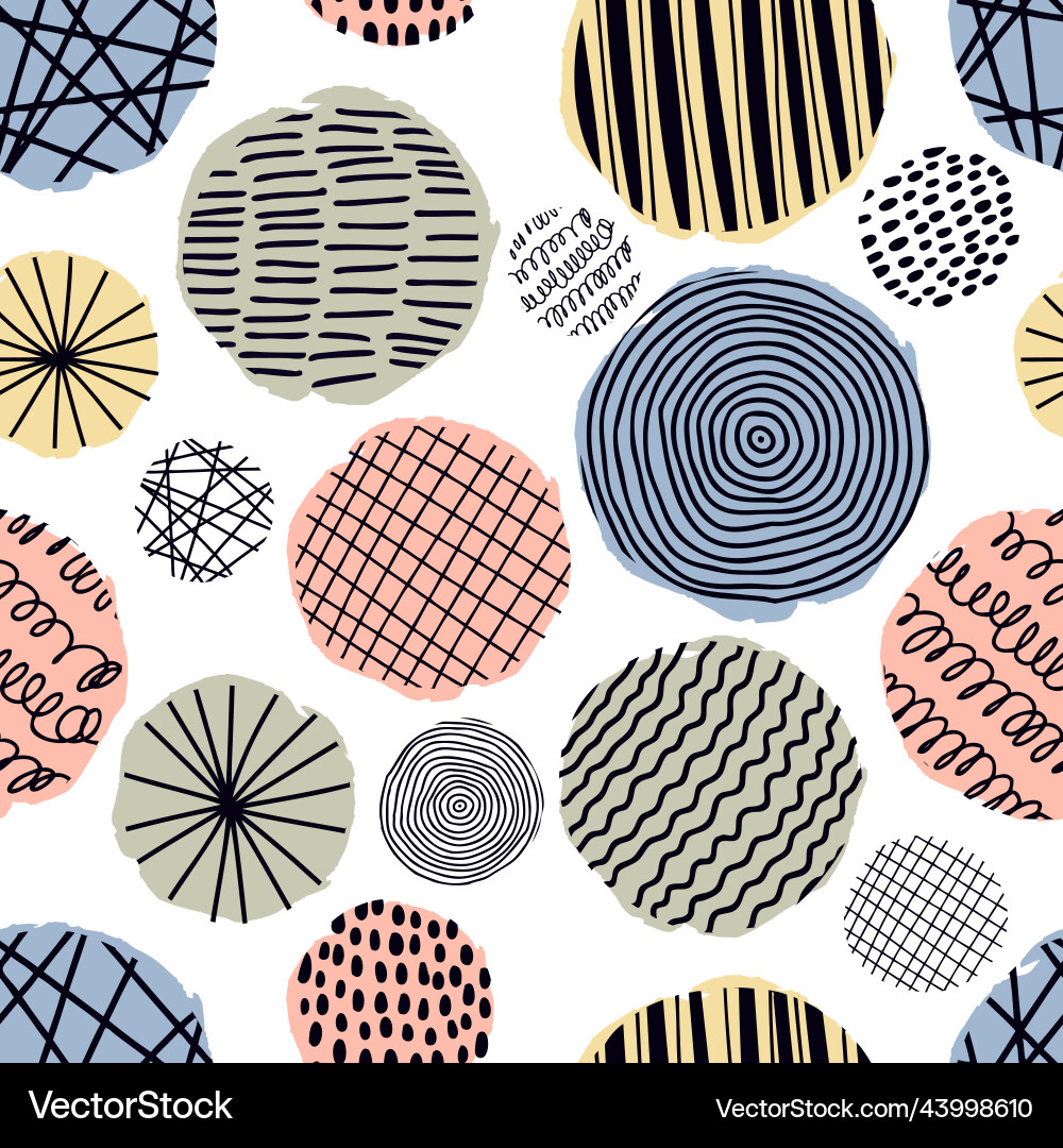 Seamless pattern with round textured elements vector image