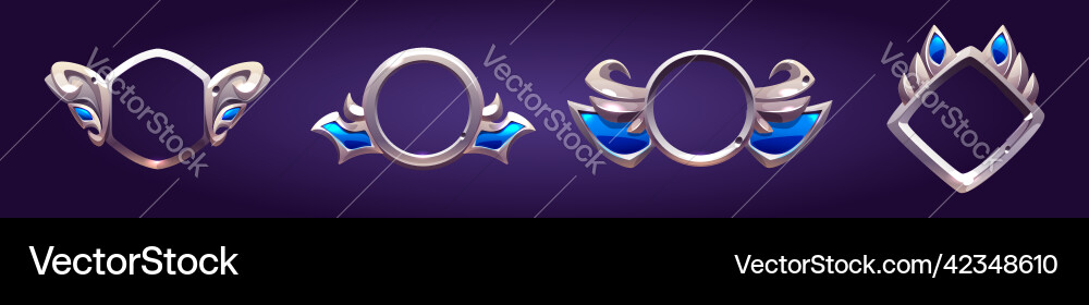 Silver game frames medieval ui or gui borders set Silver game frames medieval ui or gui borders set vector image