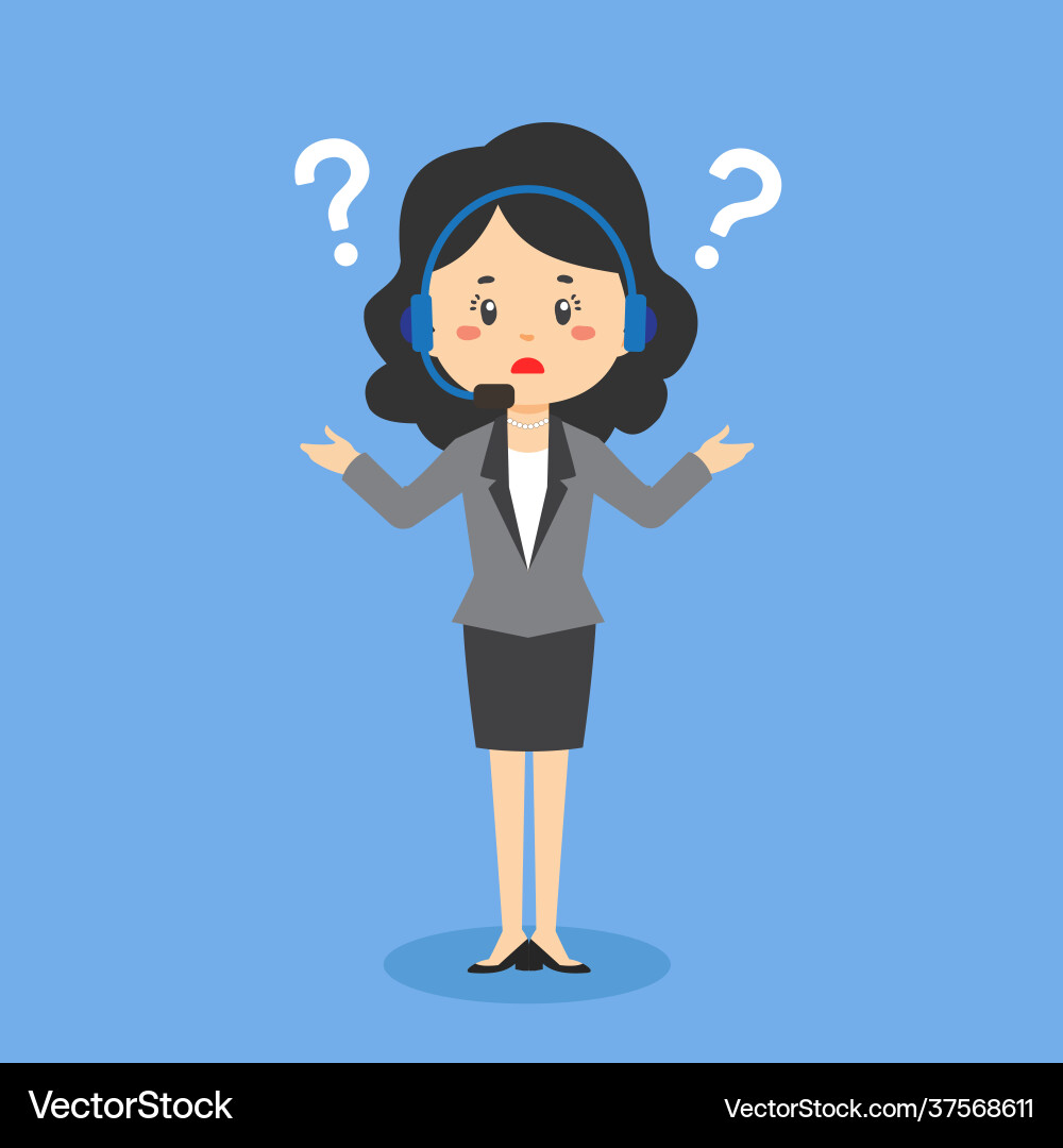 Call center confused with question mark Vector Image