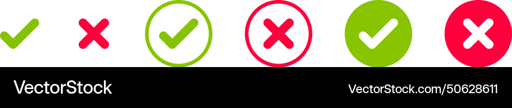 Check mark and x set icon simple web buttons Check mark and x set icon simple web buttons vector image