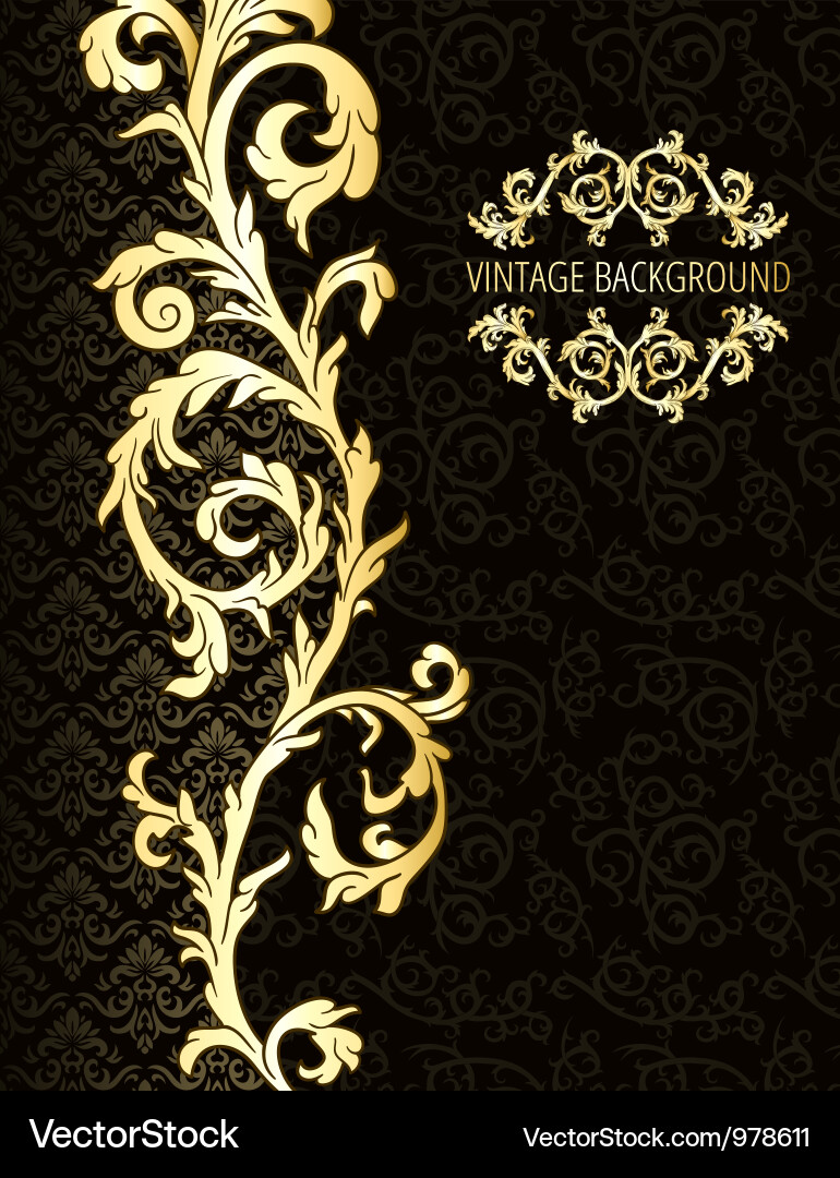 Damask Gold Background Vector Image