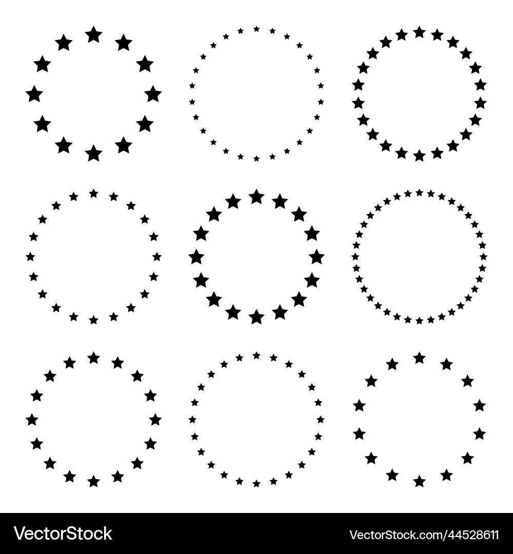 Stars of various sizes arranged in a circle round Stars of various sizes arranged in a circle round vector image