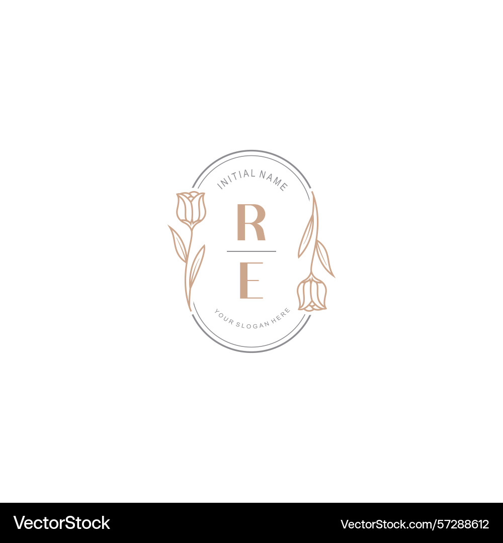 Botanical monogram logos with initial re Vector Image