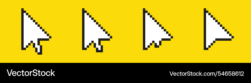 Four pixelated computer cursors on yellow vector image