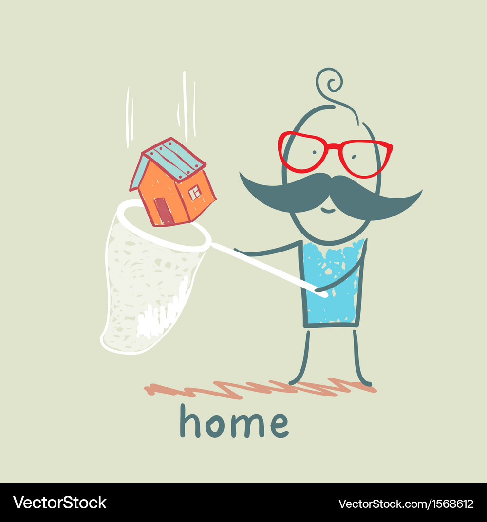 Man with Butterfly Net - Home Scene Vector Image