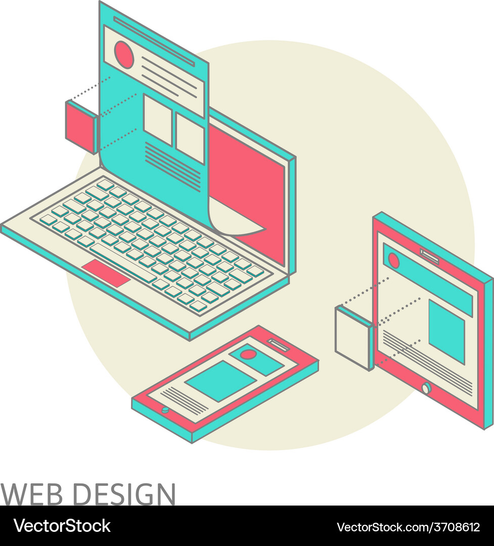 Mobile and desktop website design development Vector Image