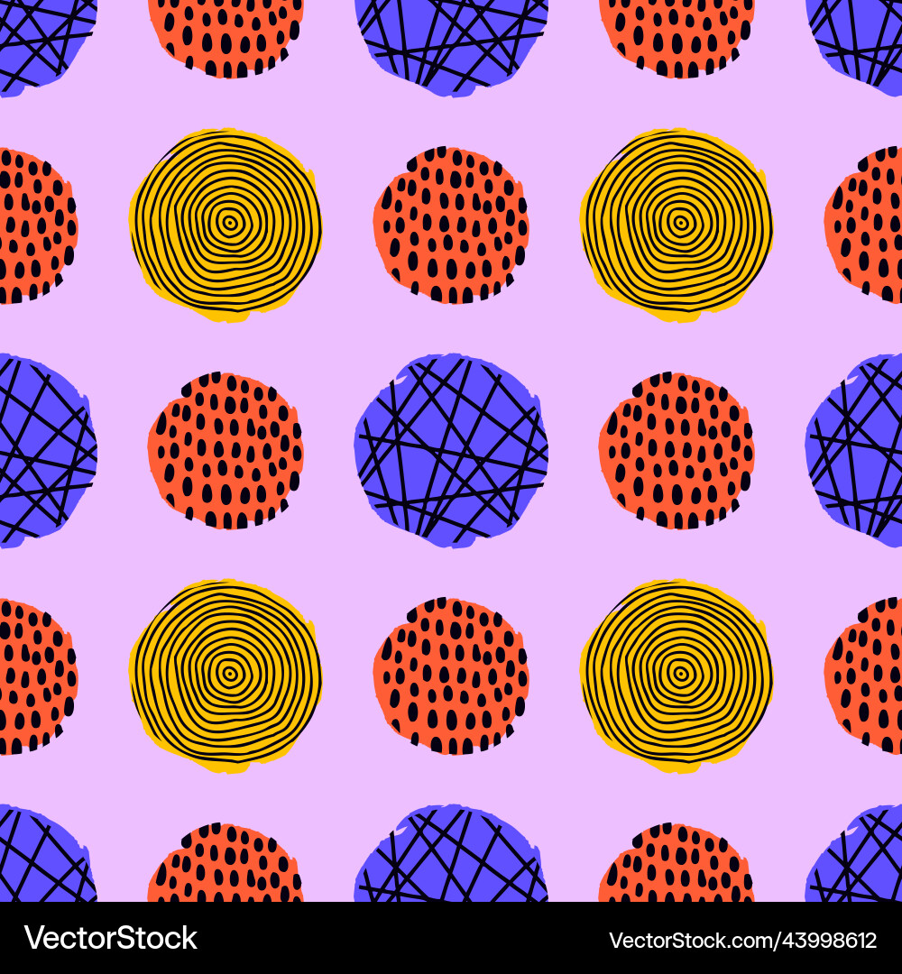 Seamless pattern with round textured elements Seamless pattern with round textured elements vector image