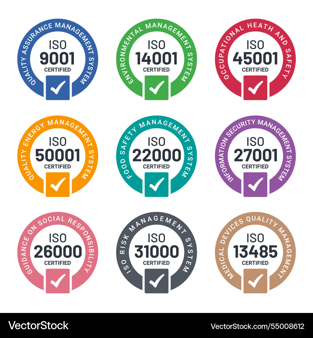 Set of iso stamp labels image vector image