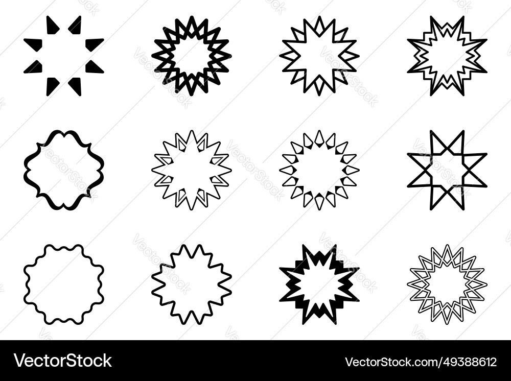 Set of multi pointed star decorative design vector image