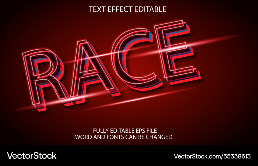 3d text effect editable race 3d text effect editable race vector image