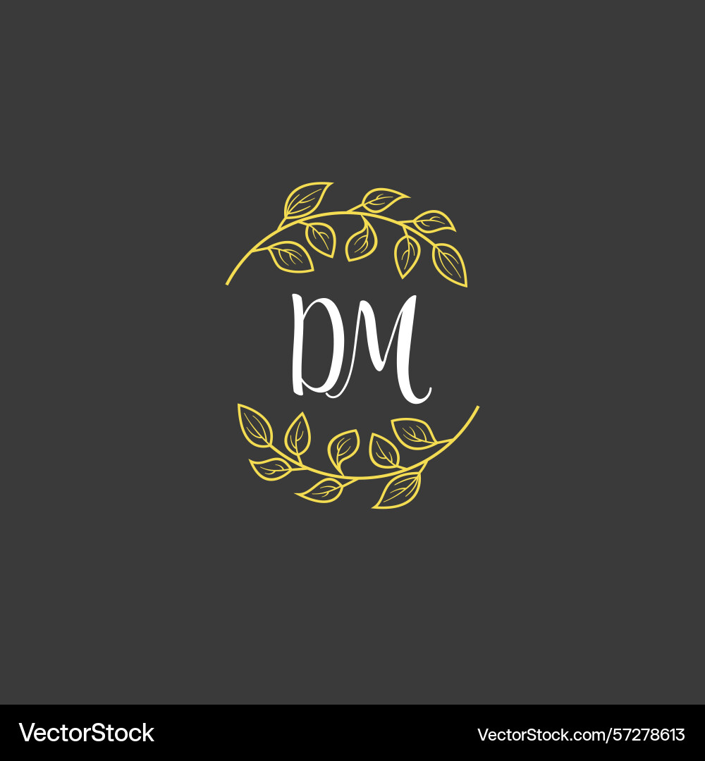 Botanical monogram logos with initial dm Vector Image