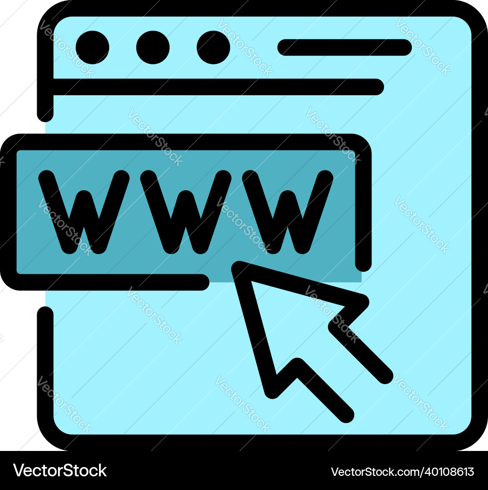 Browser window icon color outline Browser window icon color outline vector image