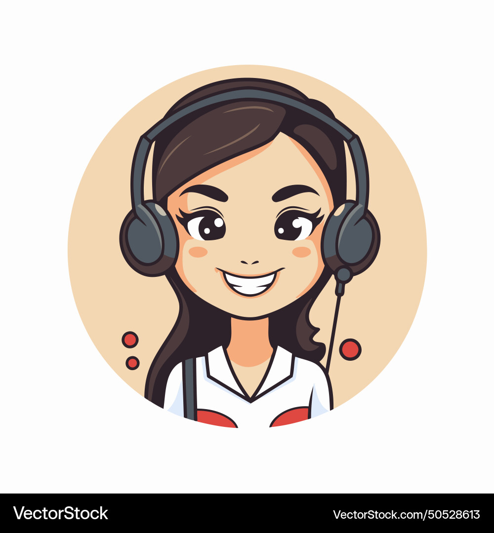 Call center operator with headset in a flat style Vector Image