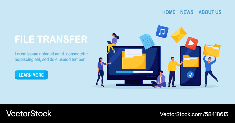 File Transfer & Data Sharing Vector Image