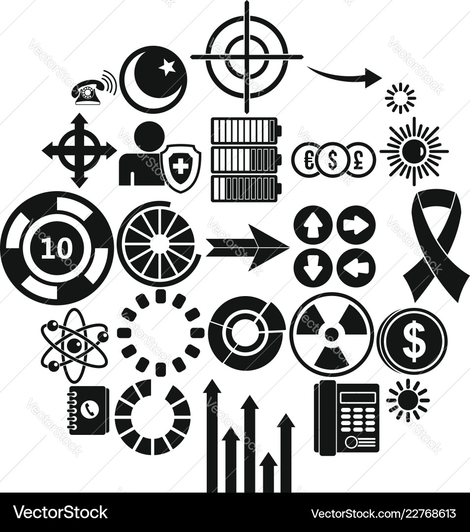 Index icons set simple style Index icons set simple style vector image