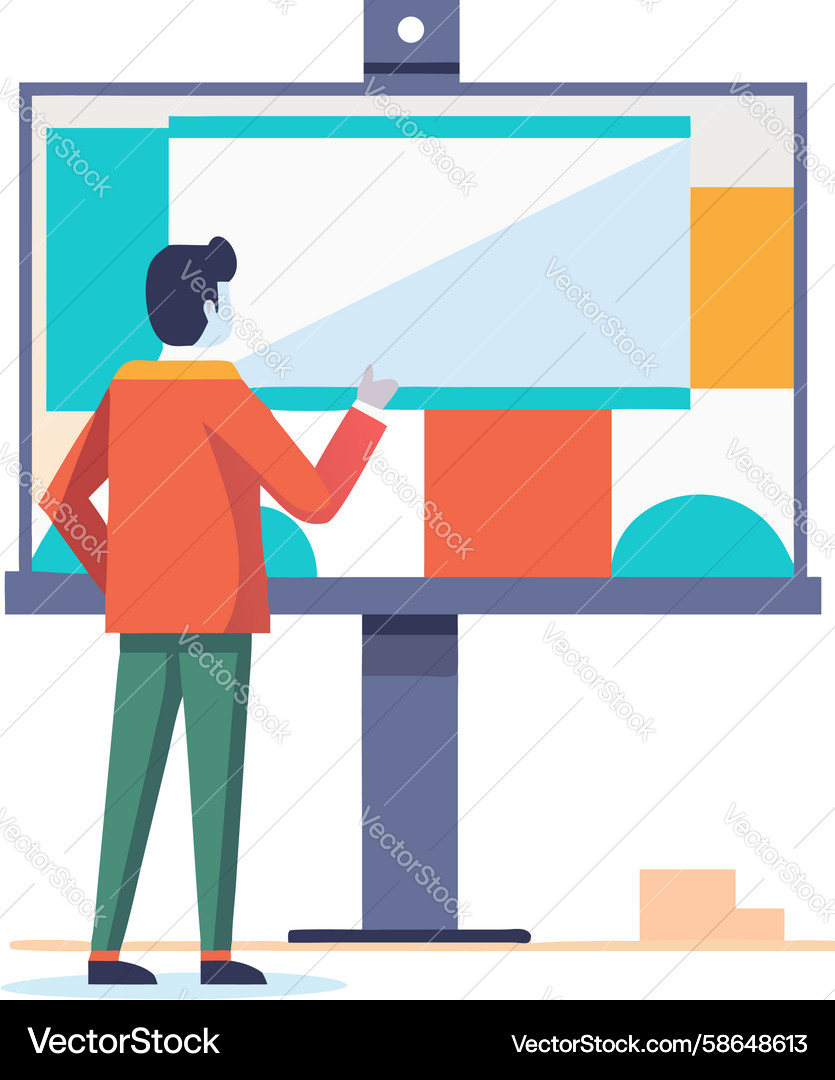 Man Directing Attention to Screen Vector Image