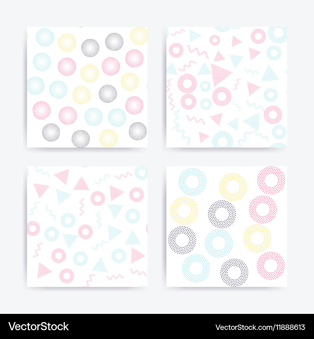 Pointillist Geometric Patterns Vector Image