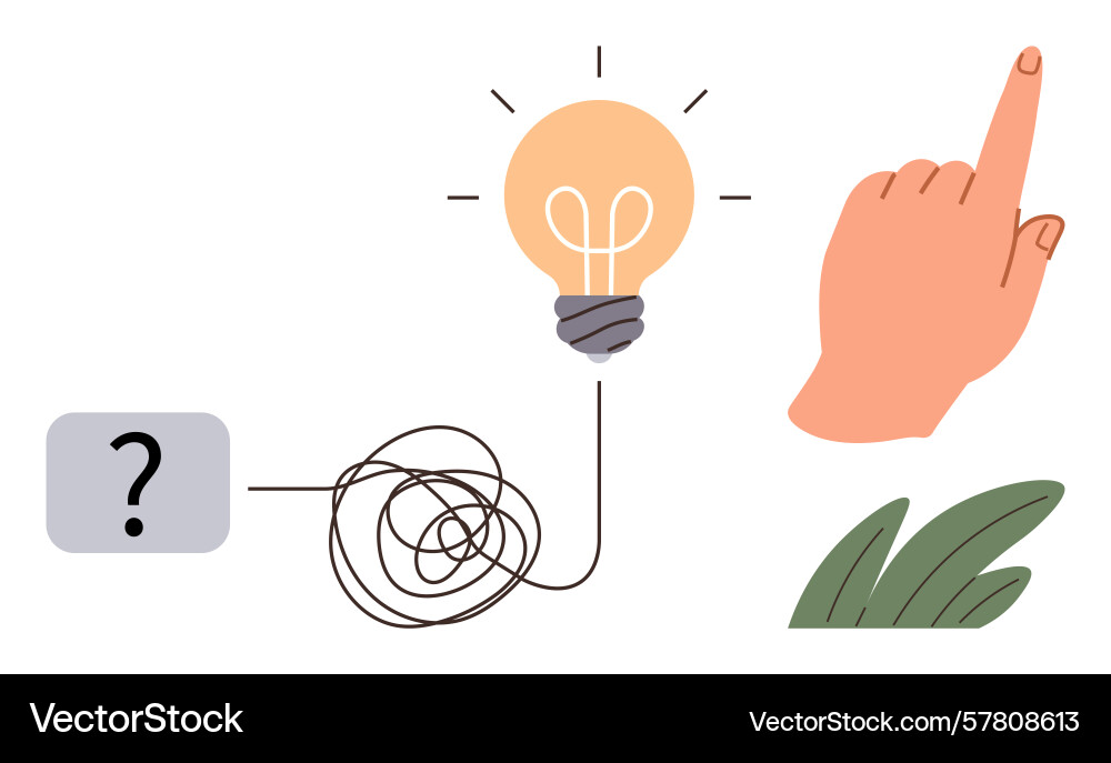 Problem-solving path from confusion to idea vector image