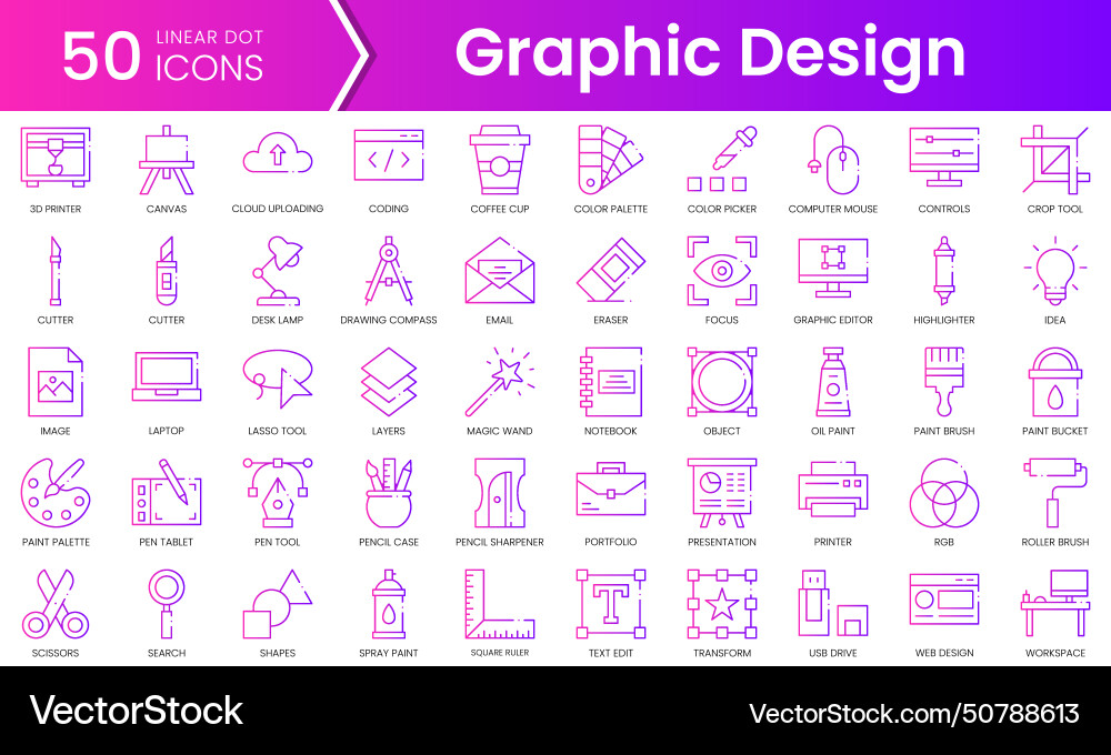 Set of graphic design icons gradient style icon Set of graphic design icons gradient style icon vector image