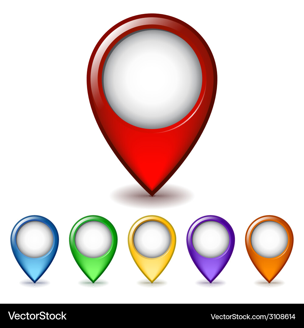 Bright Map Pointer Icons Set vektorbild