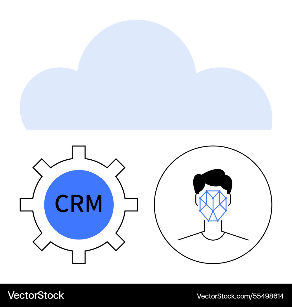 Cloud integration for crm and facial recognition Cloud integration for crm and facial recognition vector image