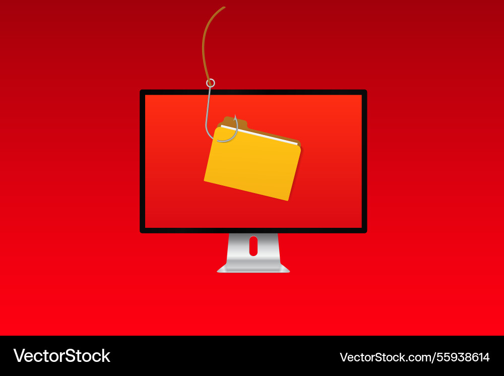 Computer monitor with hanging file folder icon vector image
