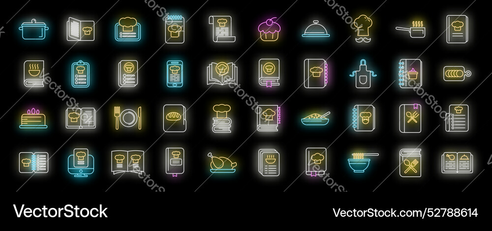 Cookbook icons set outline Cookbook icons set outline Vector Image