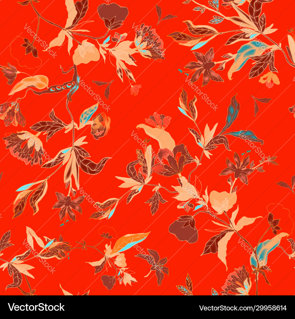 Delicate floral ornament branches leaves Delicate floral ornament branches leaves vector image
