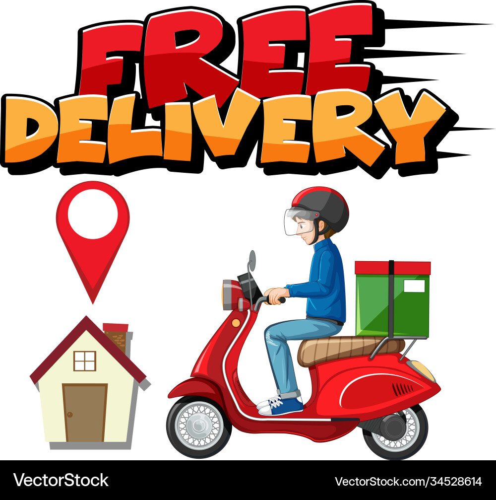 Free delivery logo with bike man or courier Free delivery logo with bike man or courier vector image