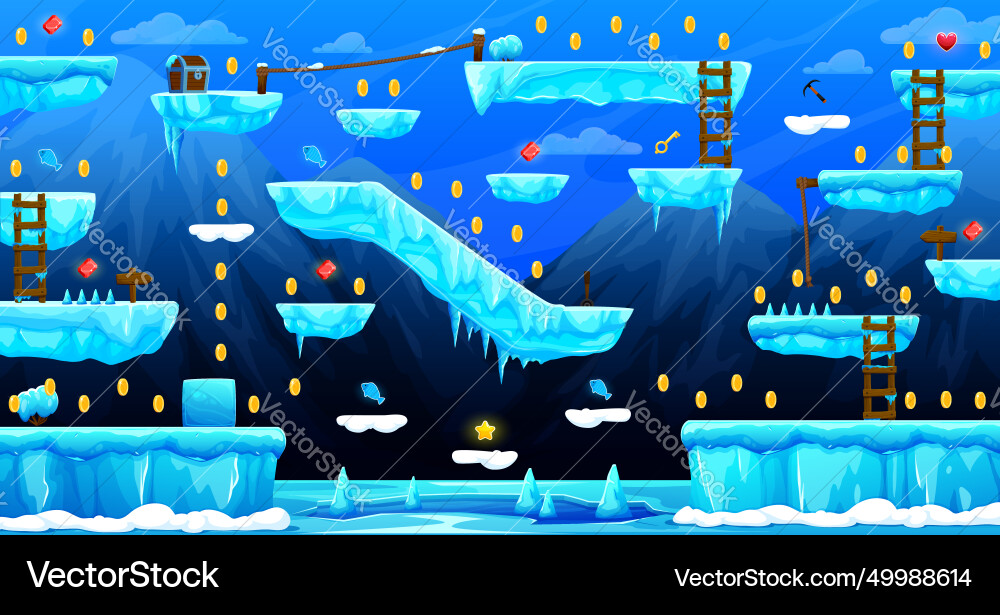 Frozen Ice Game Level Map Vector Image