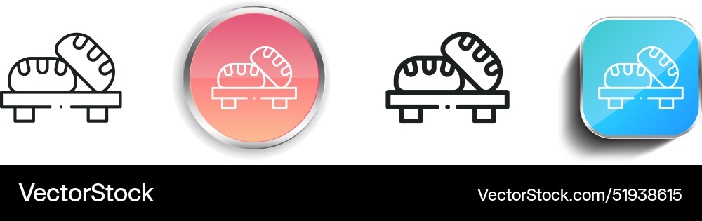 Bread icon thin linear regular and button style vector image