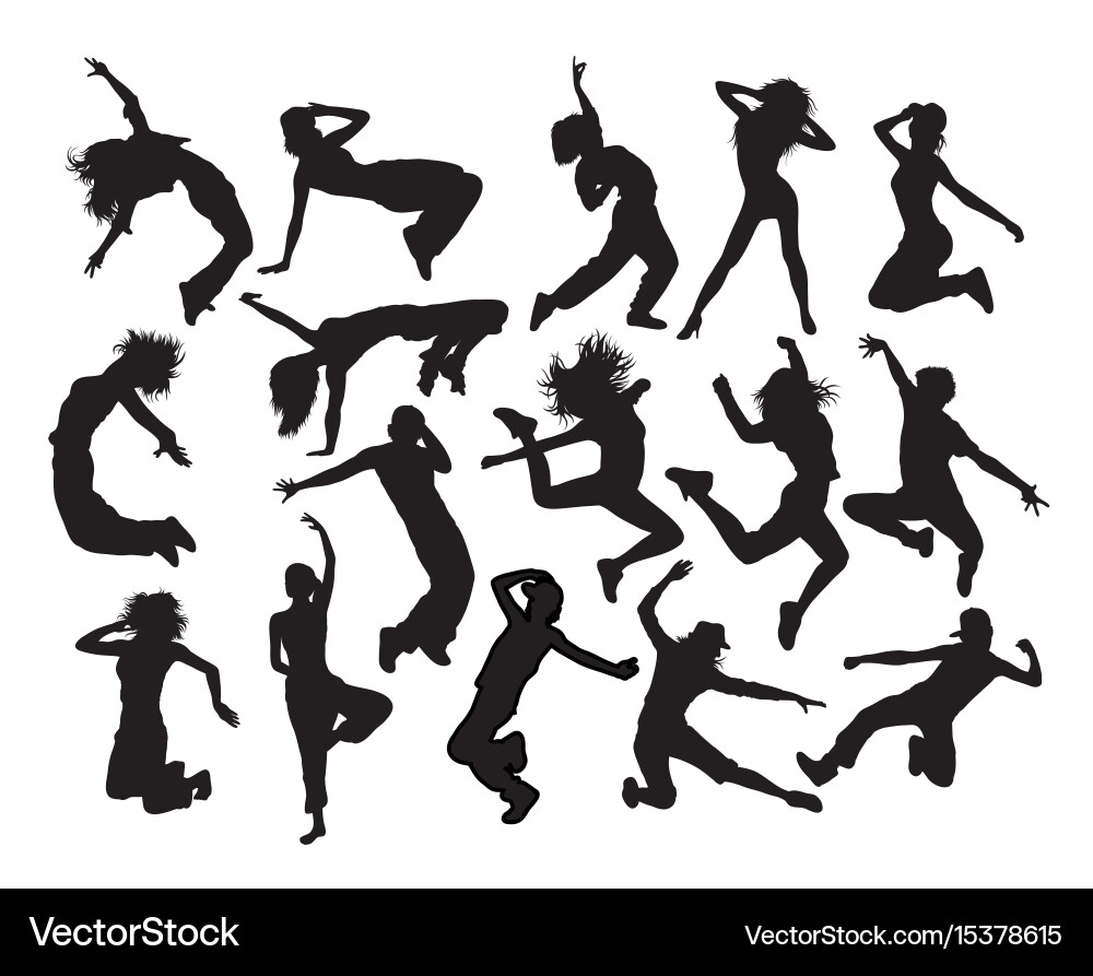 Breakdance Silhouettes Vector Image