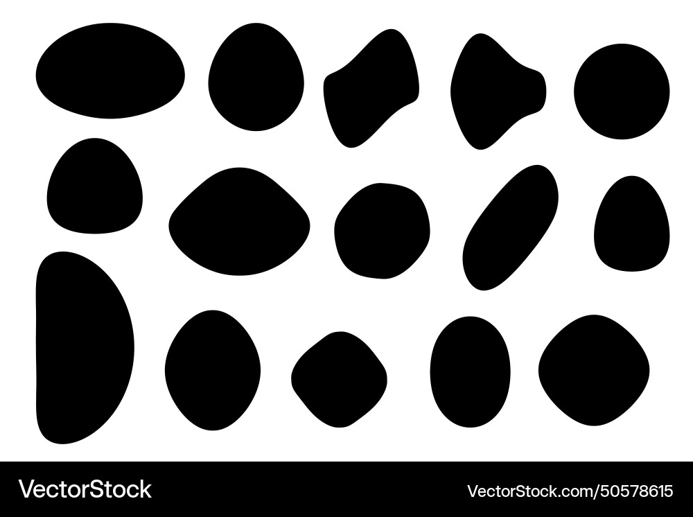 Geometric objects ovals circles blob black shapes vector image