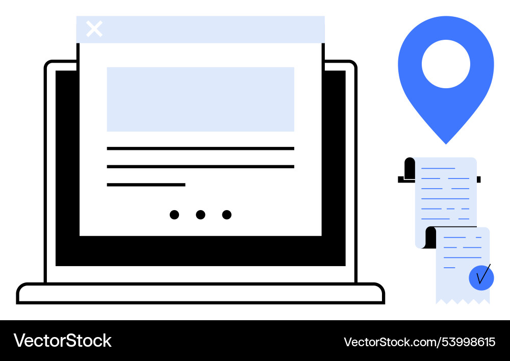 Online document processing with location Online document processing with location Vector Image