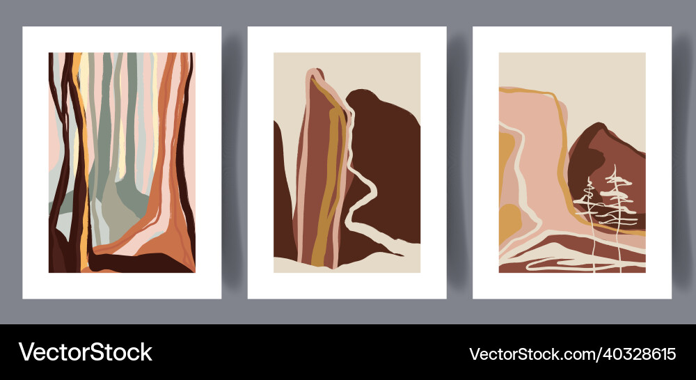 Scandinavian Abstract Art Print Set Vector Image