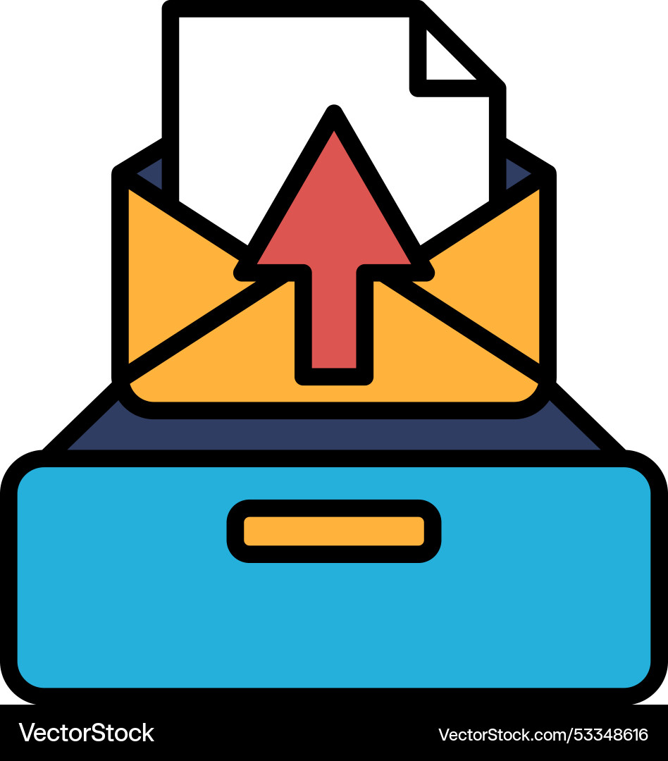An envelope with a arrow pointing up is sitting An envelope with a arrow pointing up is sitting Vector Image
