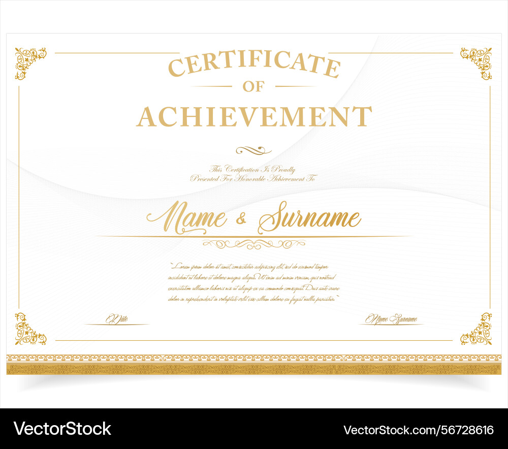 Certificate of achievement appreciation template Vector Image