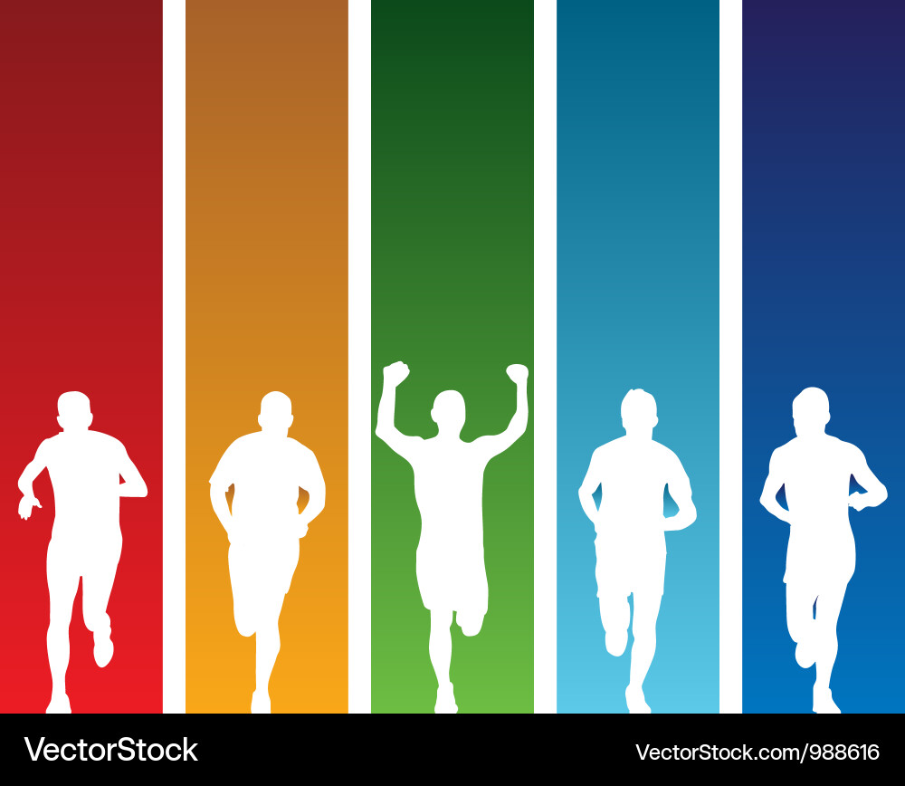 Colorful Runners in Motion Vector Image