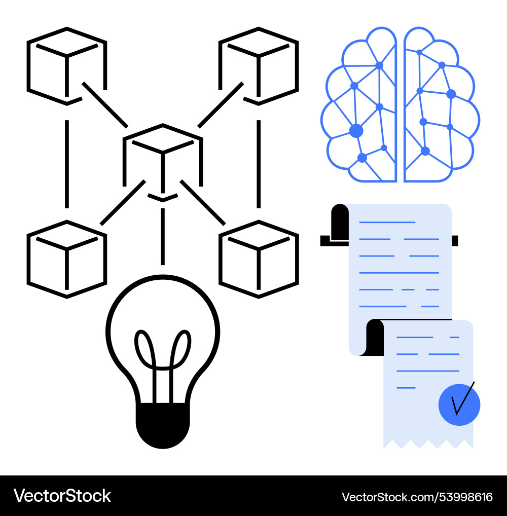 Conceptual diagram of blockchain artificial Conceptual diagram of blockchain artificial vector image