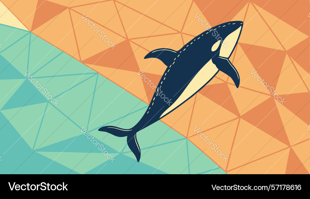 Dynamic shark with geometric abstract background vector image