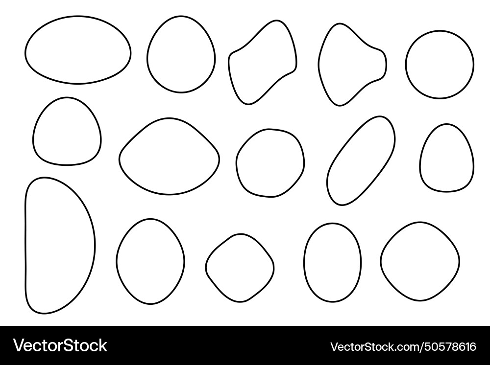 Geometric objects ovals circles blobs black Geometric objects ovals circles blobs black vector image