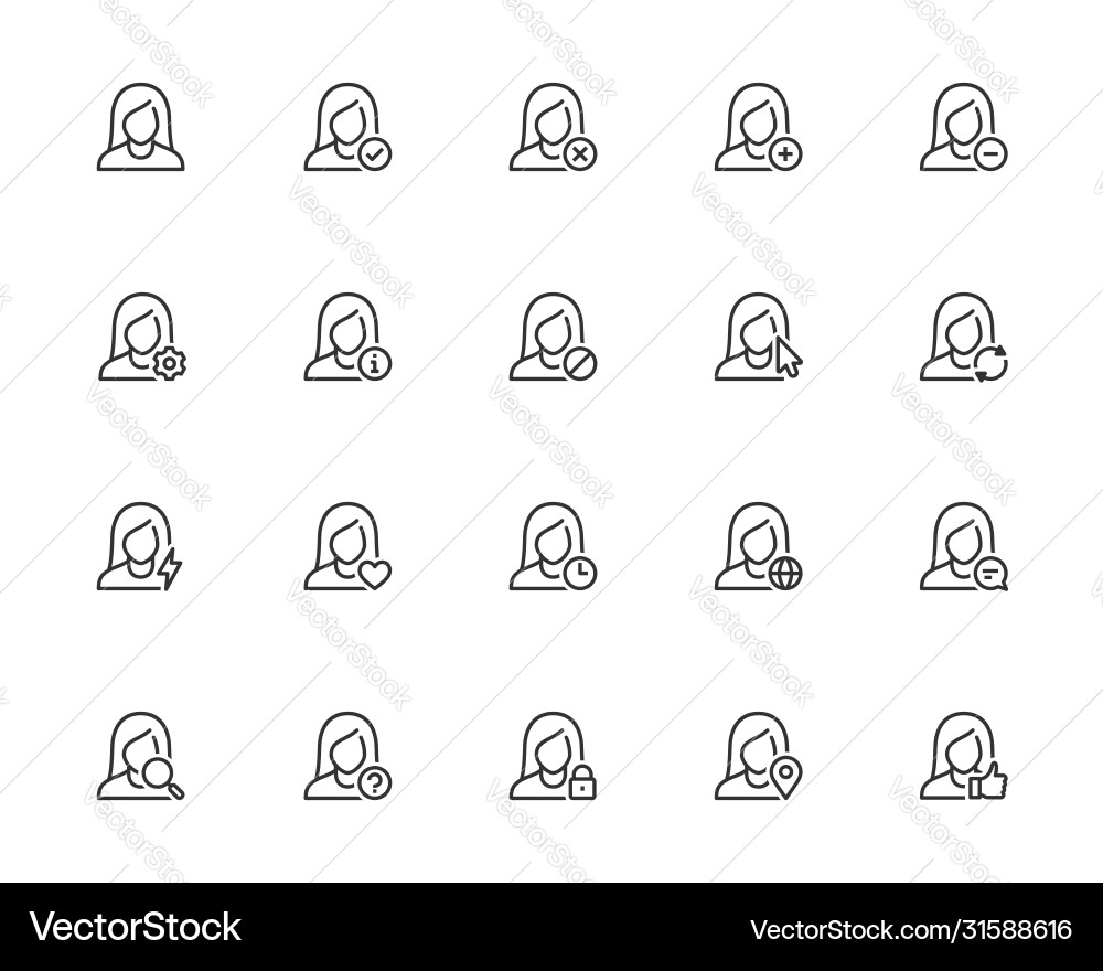 Icon set female user avatars for account Vector Image
