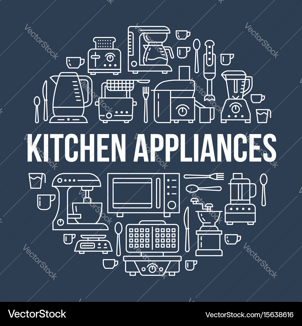 Kitchen small appliances equipment banner – Royalty-Free Vector |  VectorStock, image size:1000x1080