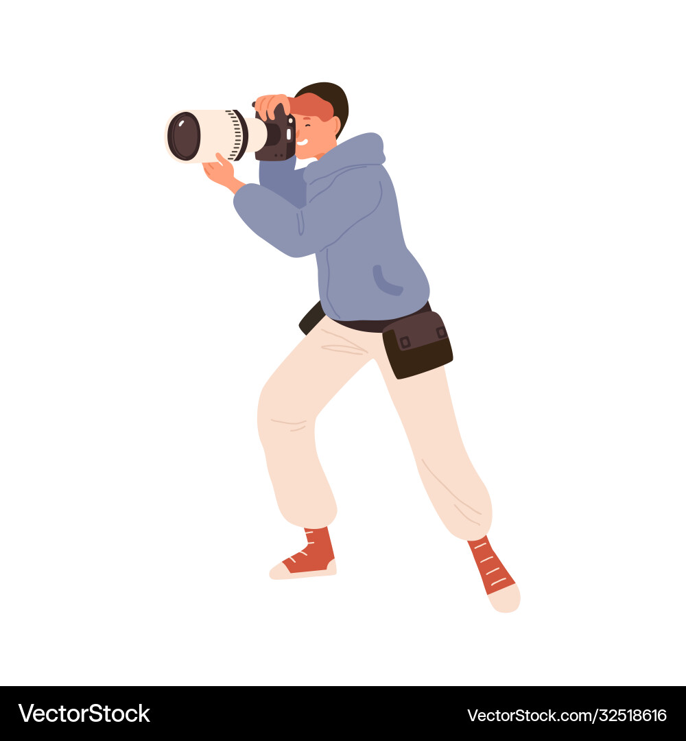 Männliche professionelle Fotografin mit Foto Männliche professionelle Fotografin mit Foto vektorbild