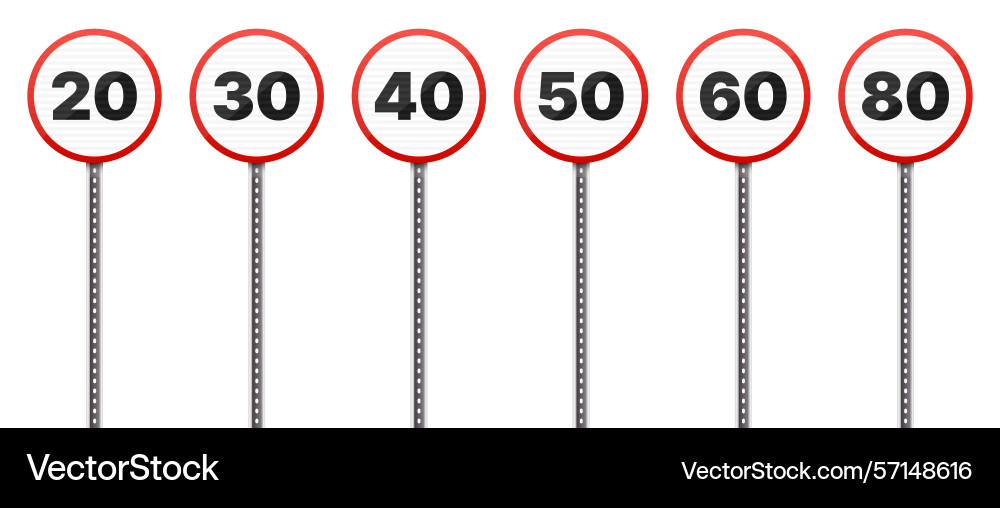 Various speed limit signs indicate different Various speed limit signs indicate different vector image